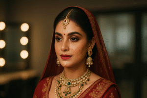 A Girl ready as Bride with falwless Makeup